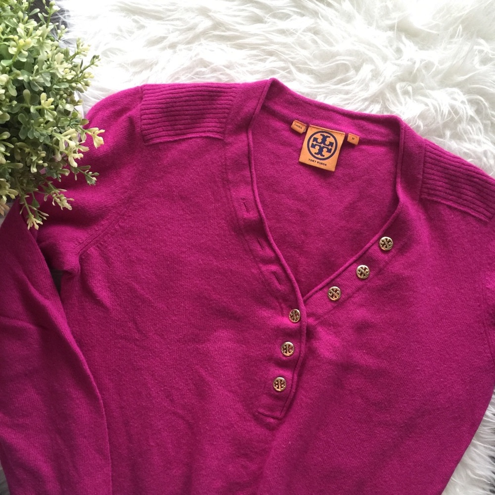 Tory Burch Gold Button Pullover Sweater